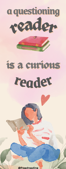 Pull quote "A questioning reader is a curious reader" gives the importance of essential questions in lesson plans.